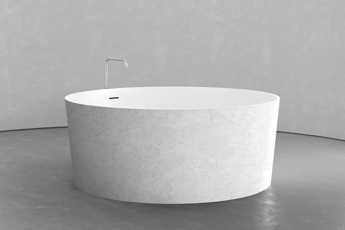 Round Japanese Soaking Tub – Freestanding Concrete