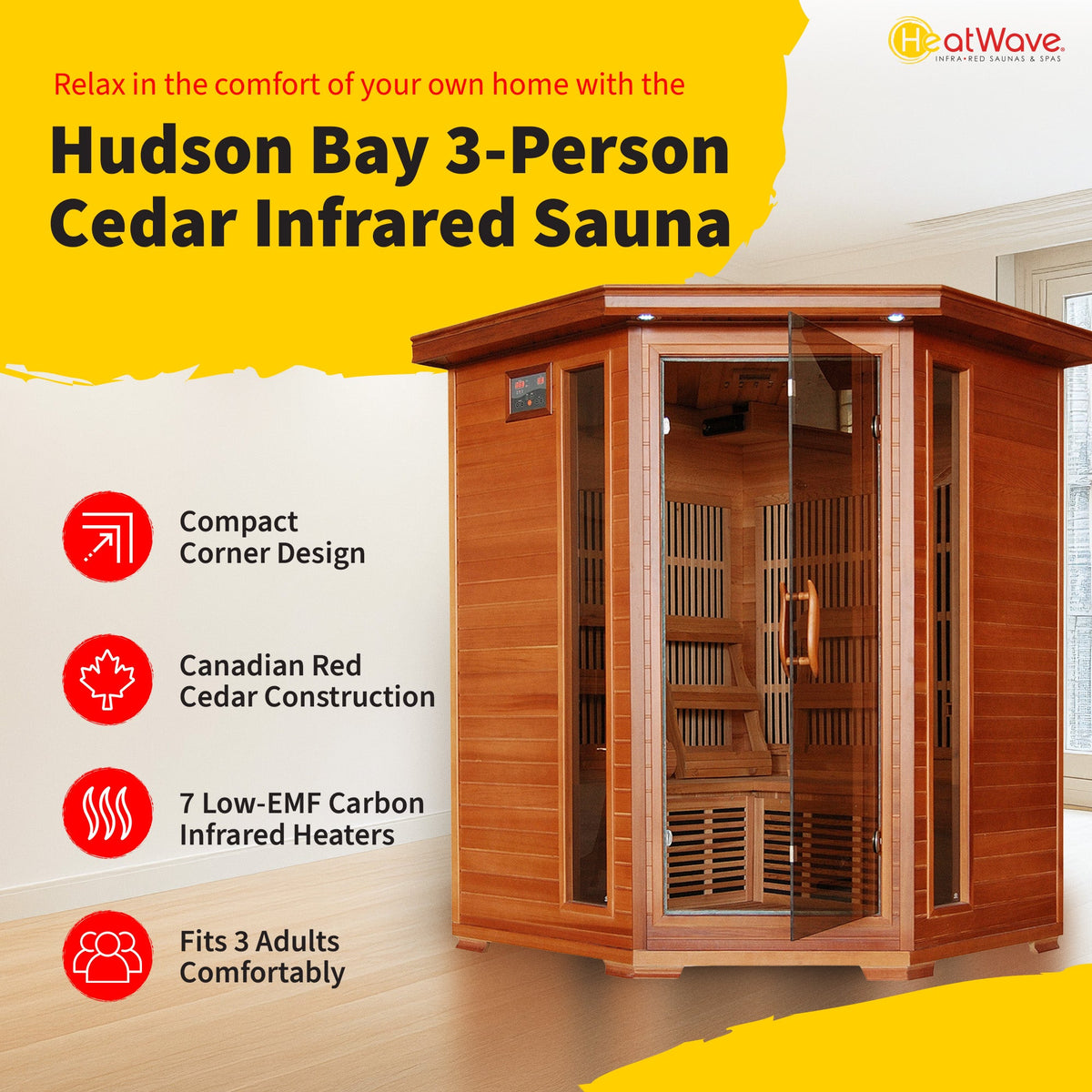 Hudson Bay 3-Person Cedar Corner Sauna