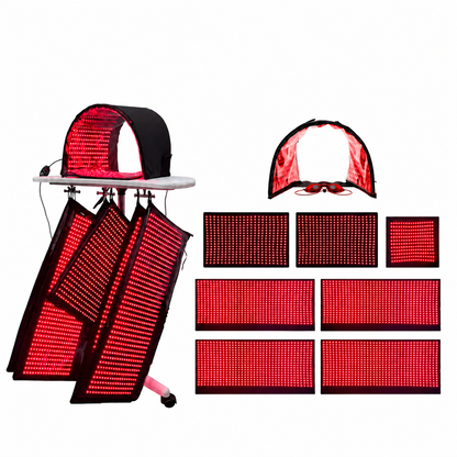 Full Body Red Light System 12,546 LED's in System. Includes 4 Pads 11" X 27", 2 Pads 11' X 16", 1 Face Dome, 1 Chin Pad