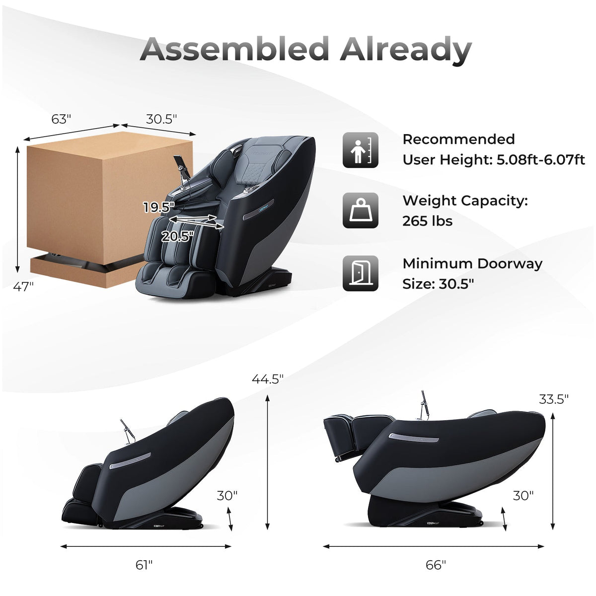 Relaxation 29-Full Body Massage Chair with Waist Heating & Airbag Massage