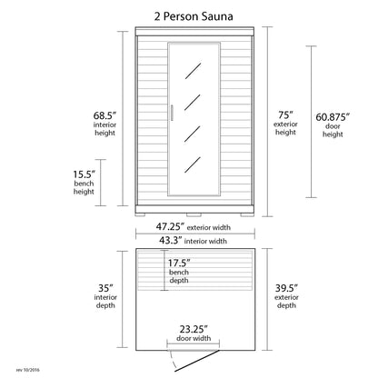 Yukon 2-Person Cedar Deluxe Sauna