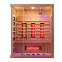 Infrared Sauna Cabin Built to Deliver Therapeutic Heat, Nordic Spruce Wood, Multi-Panel Heating, Tempered Glass